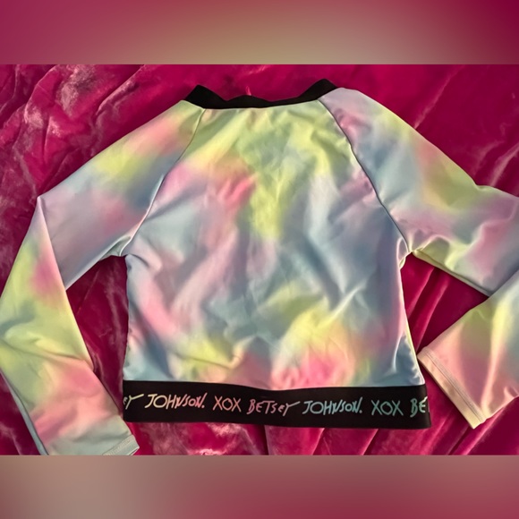 Betsey Johnson Girl's S 7/8 Long Sleeve Rash Guard Tankini Swimsuit top only - Picture 4 of 7